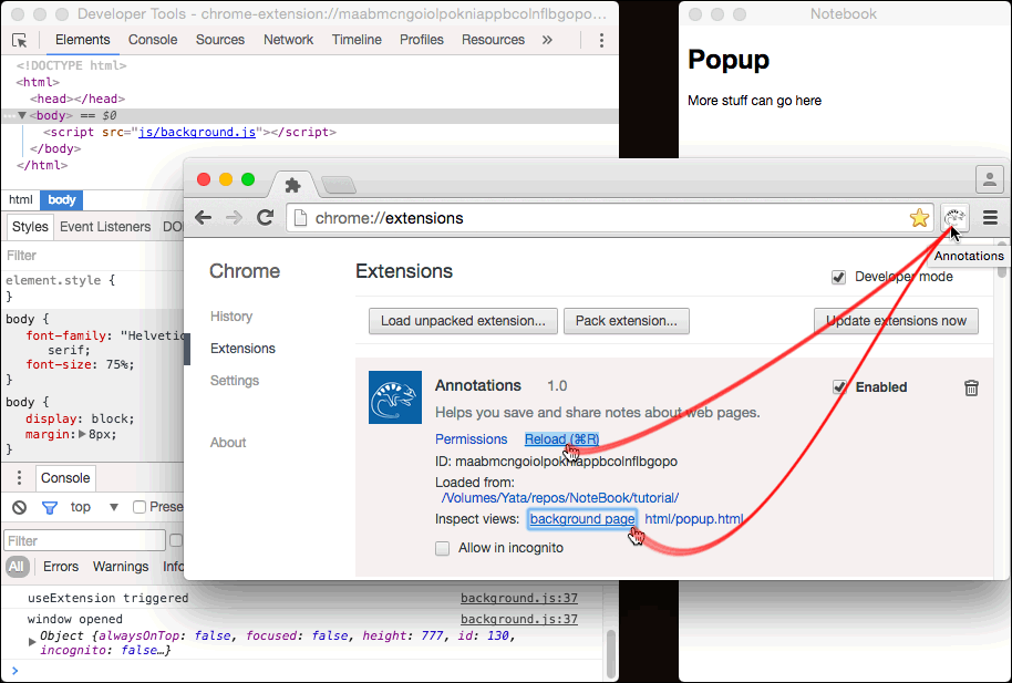 Reload your extension and open the Inspector window for the background page