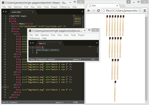 Centring the matches with text-align: center