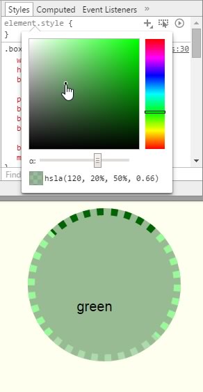 Use the alpha slider to set the opacity of the colour.