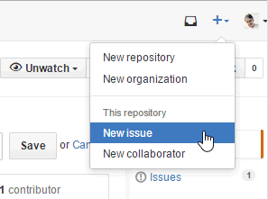 Creating a new issue on GitHub