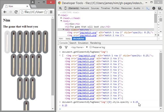 Using the Console to run JavaScript commands