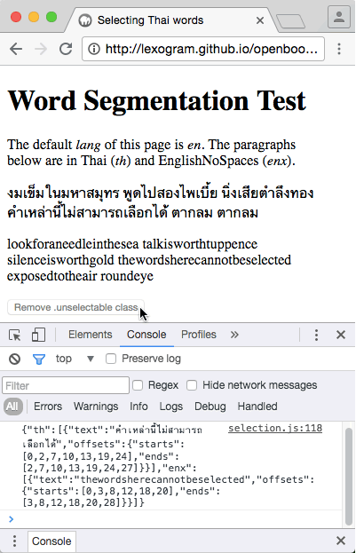 Making text selectable will trigger the checkForAlteredTextNodes function again
